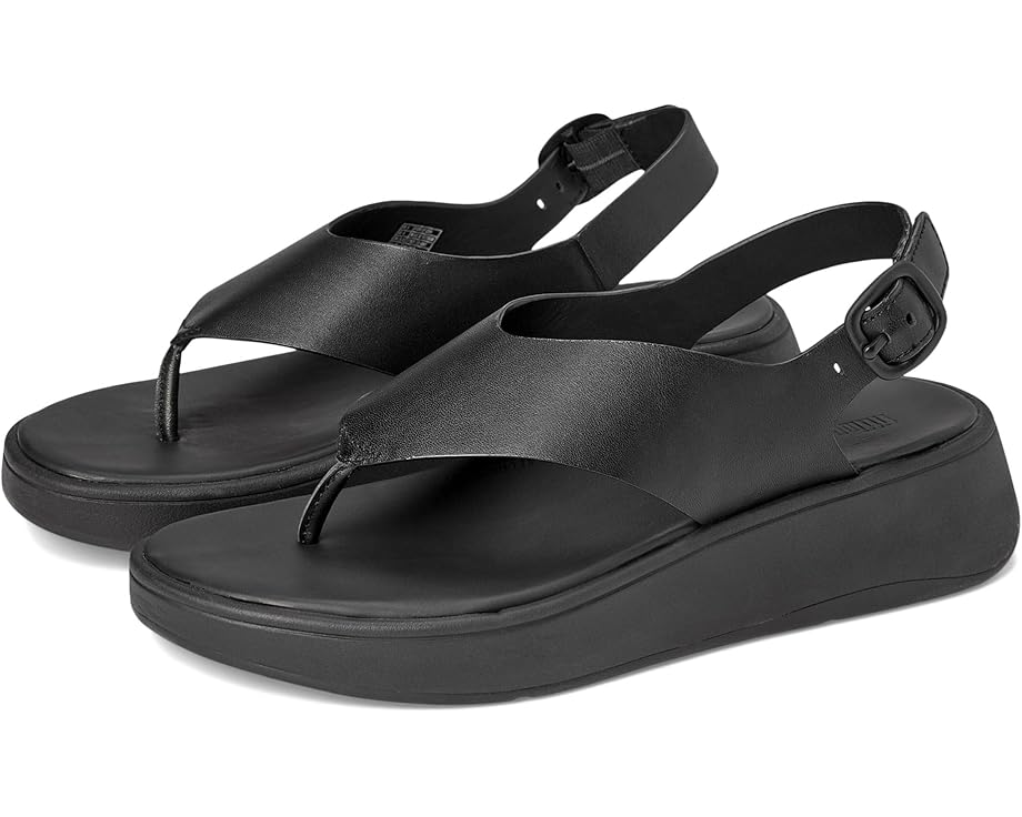 Сандалии FitFlop F-Mode Leather Flatform Back-Strap Toe/Post Sandals, цвет All Black