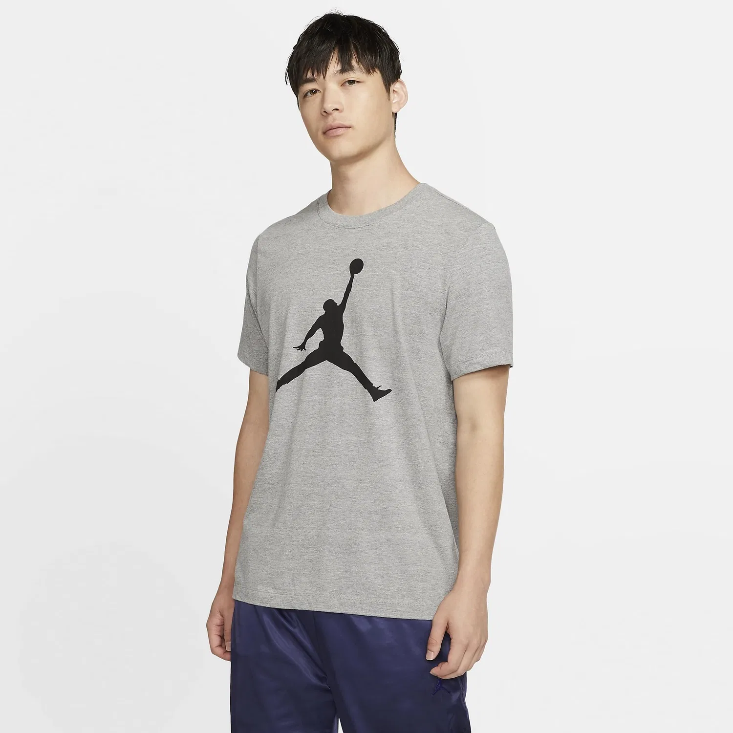Мужская футболка с длинным рукавом Jordan Jumpman Nike, Carbon Heather/Black — фото 3
