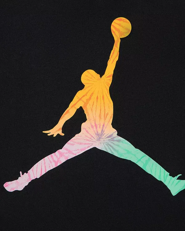 Детская футболка для мальчиков с принтом Jordan Tie Dye Jumpman, черный — фото 3
