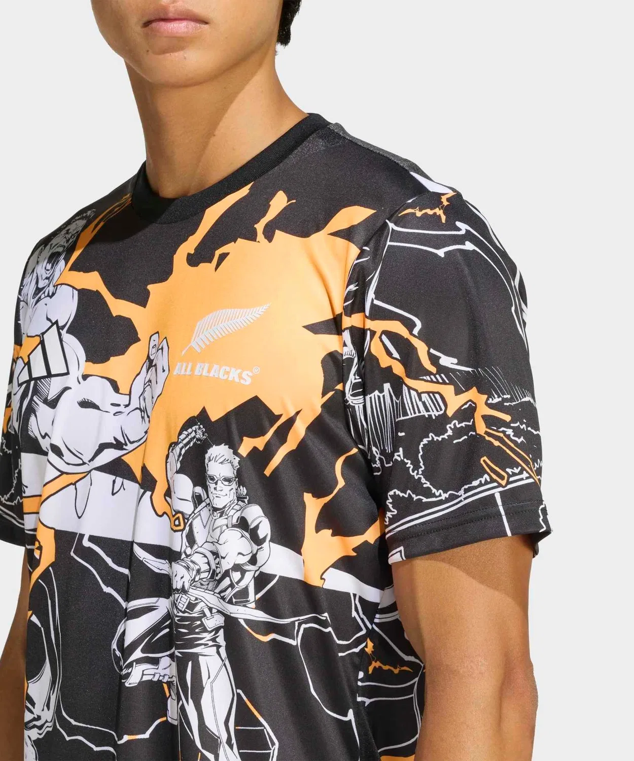 Мужская футболка с принтом All Blacks Marvel Captains Run Jersey Adidas, Black — фото 3