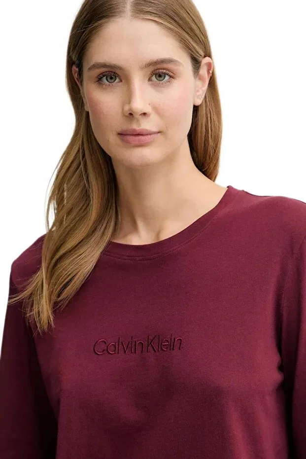 Женская пижама из фланели с длинным рукавом Calvin Klein, Красная — фото 3