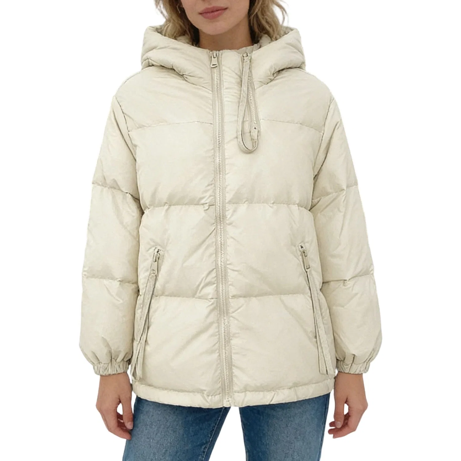 Женское зимнее стеганое пальто с капюшоном, Beige