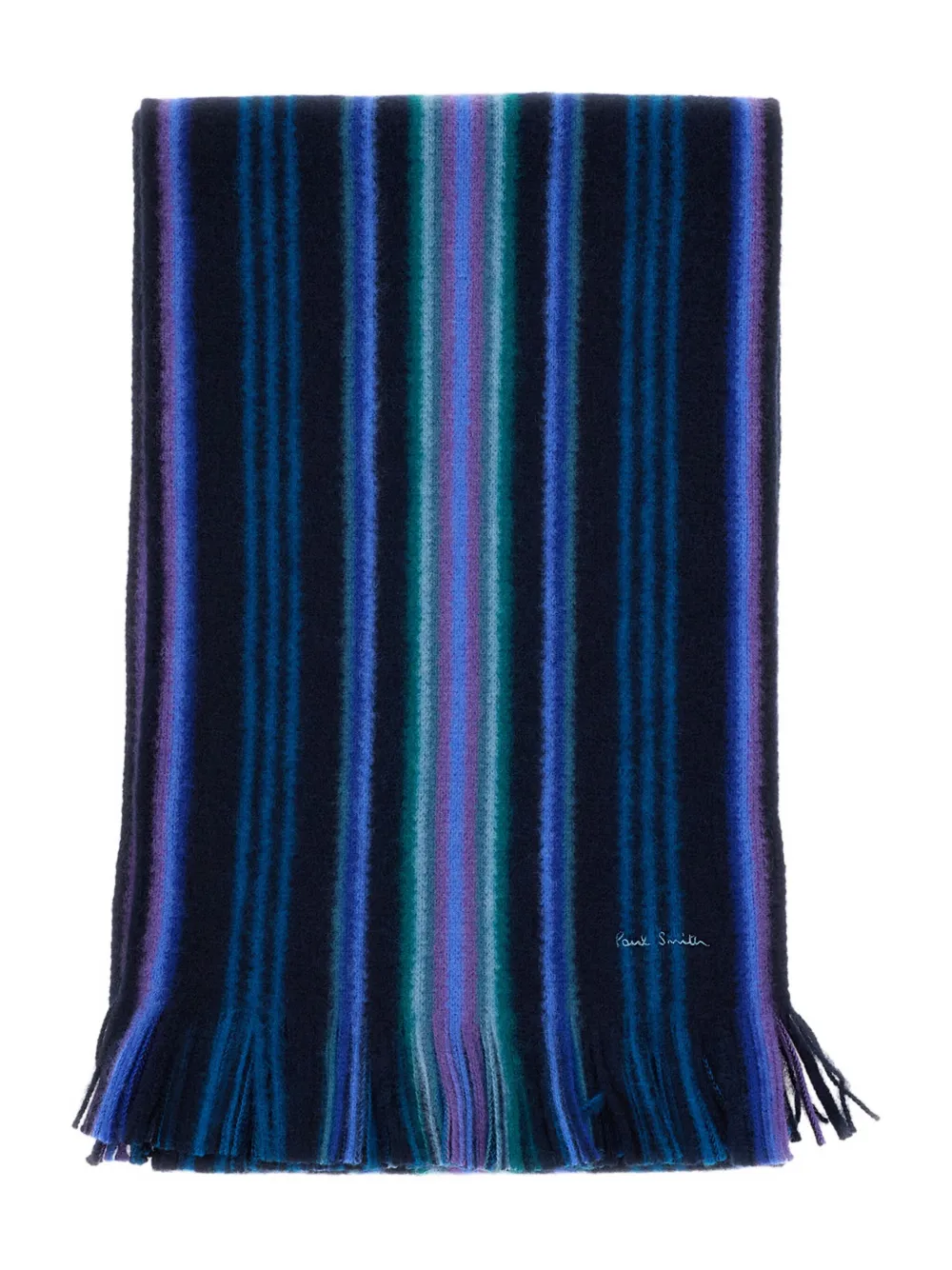 

Шерстяной шарф с фирменной полоской Paul Smith, синий