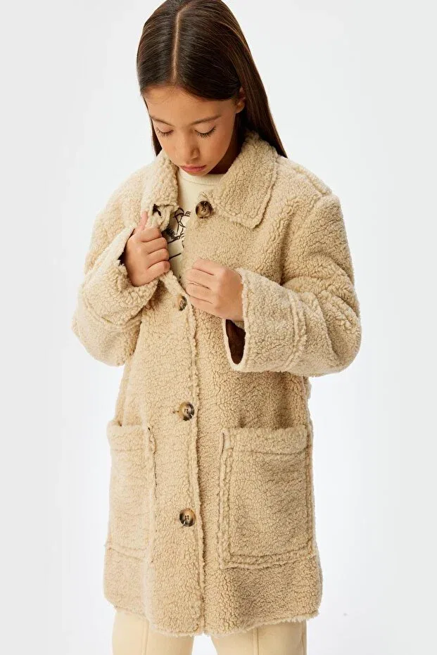 Детское пальто для девочек хлопковое Koton Kids, Beige