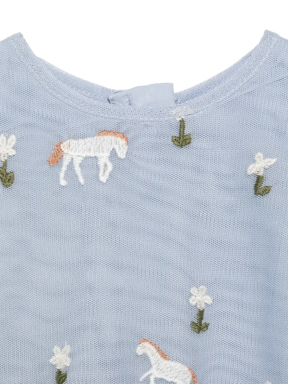 Вышитое тюлевое платье Stella McCartney Kids, синий — фото 3