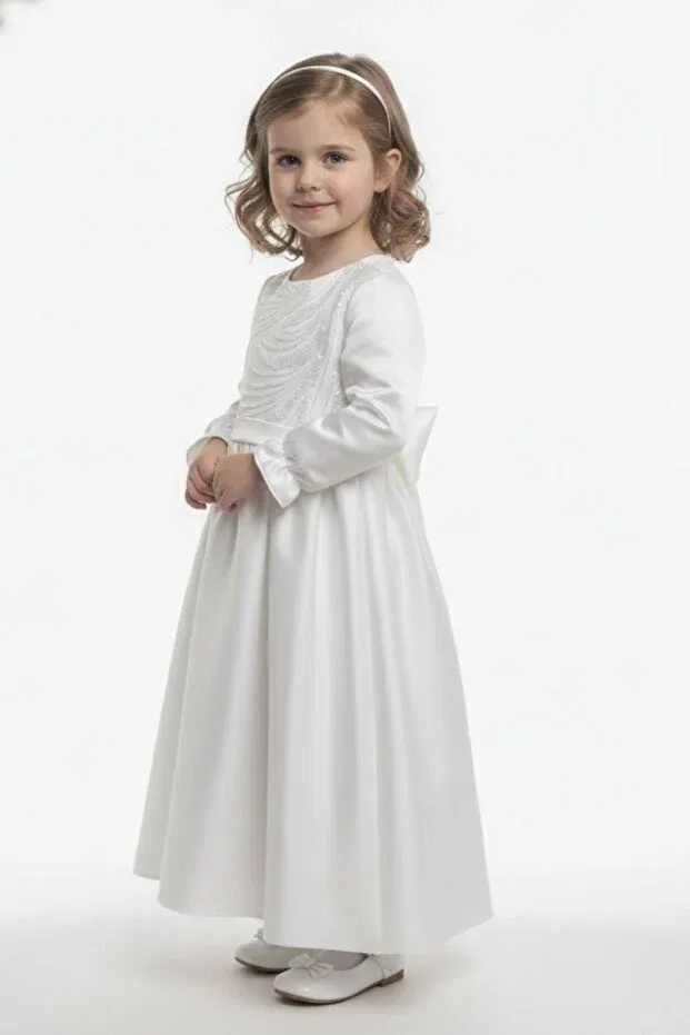 Детское платье для девочек с вышивкой Tangül&Ali'S Moda Evi, White — фото 2