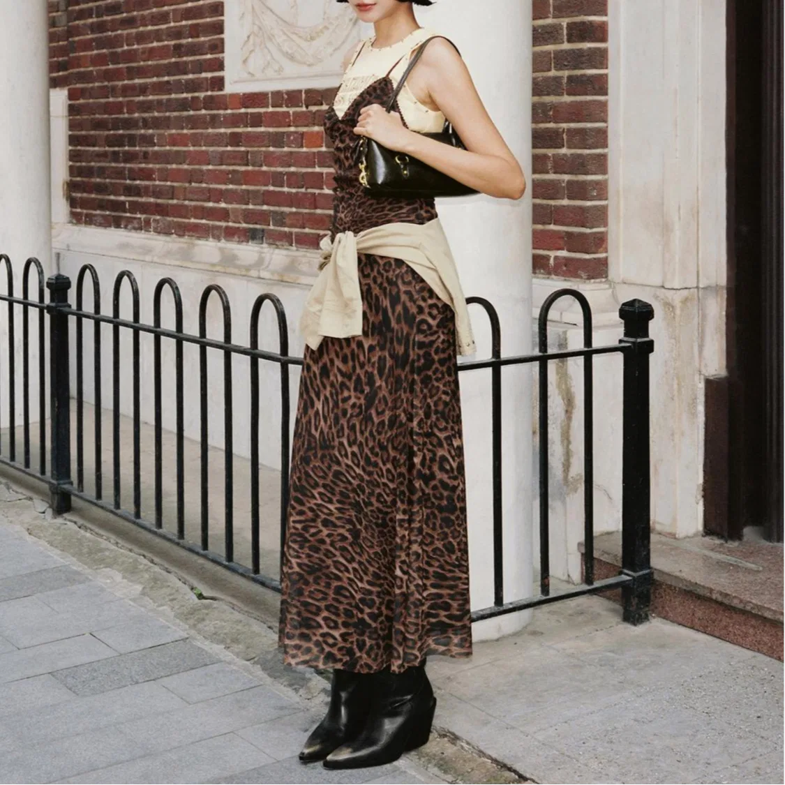 Женская длинная юбка с леопардовым принтом ZARA, Leopard Print/Brown Yellow — фото 4