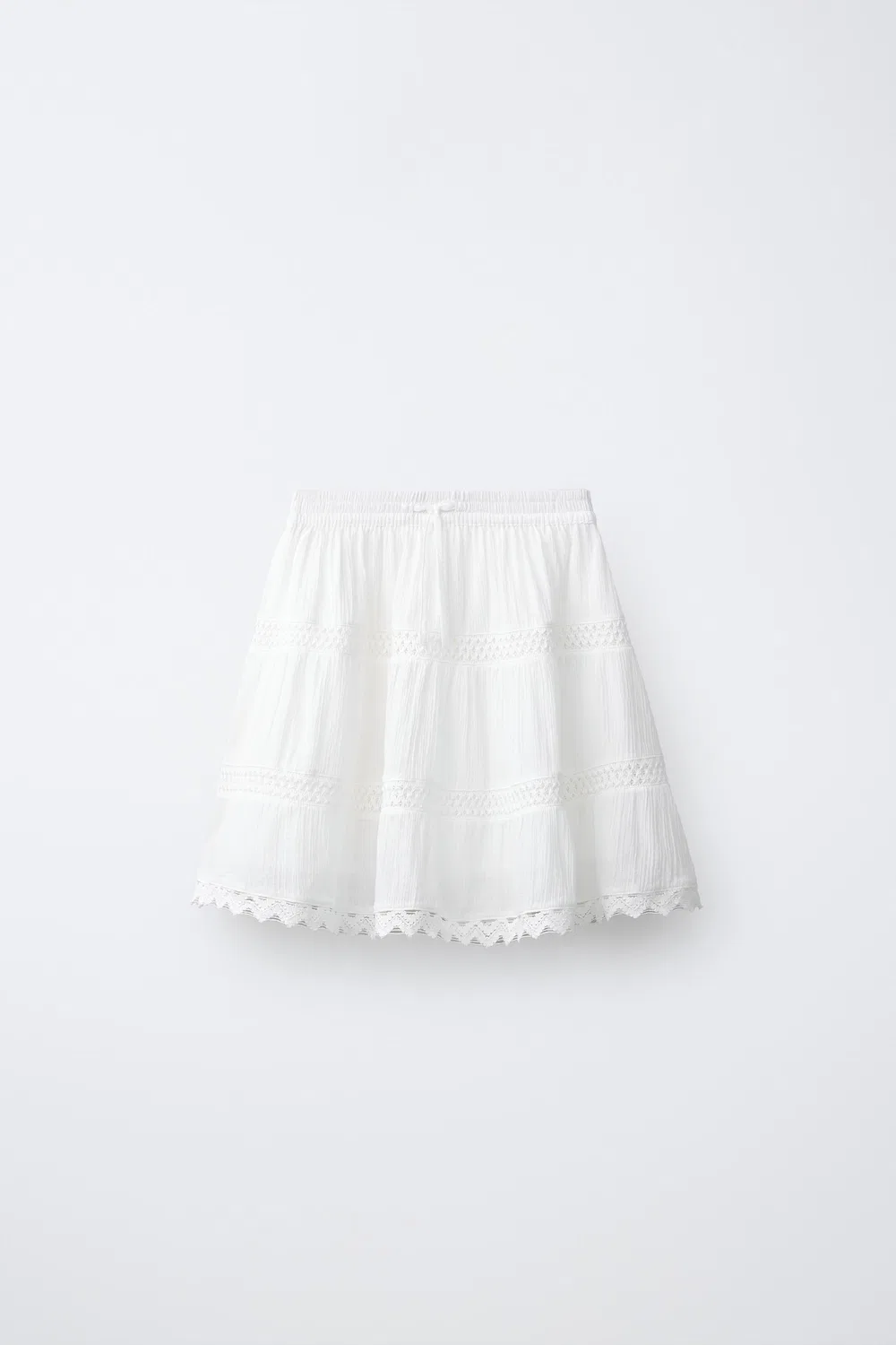 РОМАНТИЧНАЯ ЮБКА С ПЛЕТЕНИЕМ И КРУЖЕВНЫМИ ВСТАВКАМИ ZARA, White