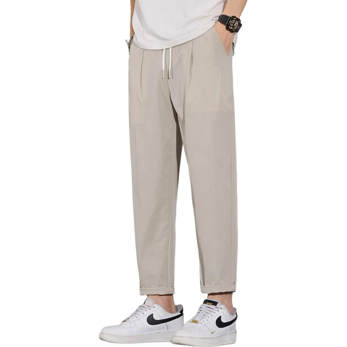 Детские брюки свободного кроя из льняного шелка Tonlion, Khaki
