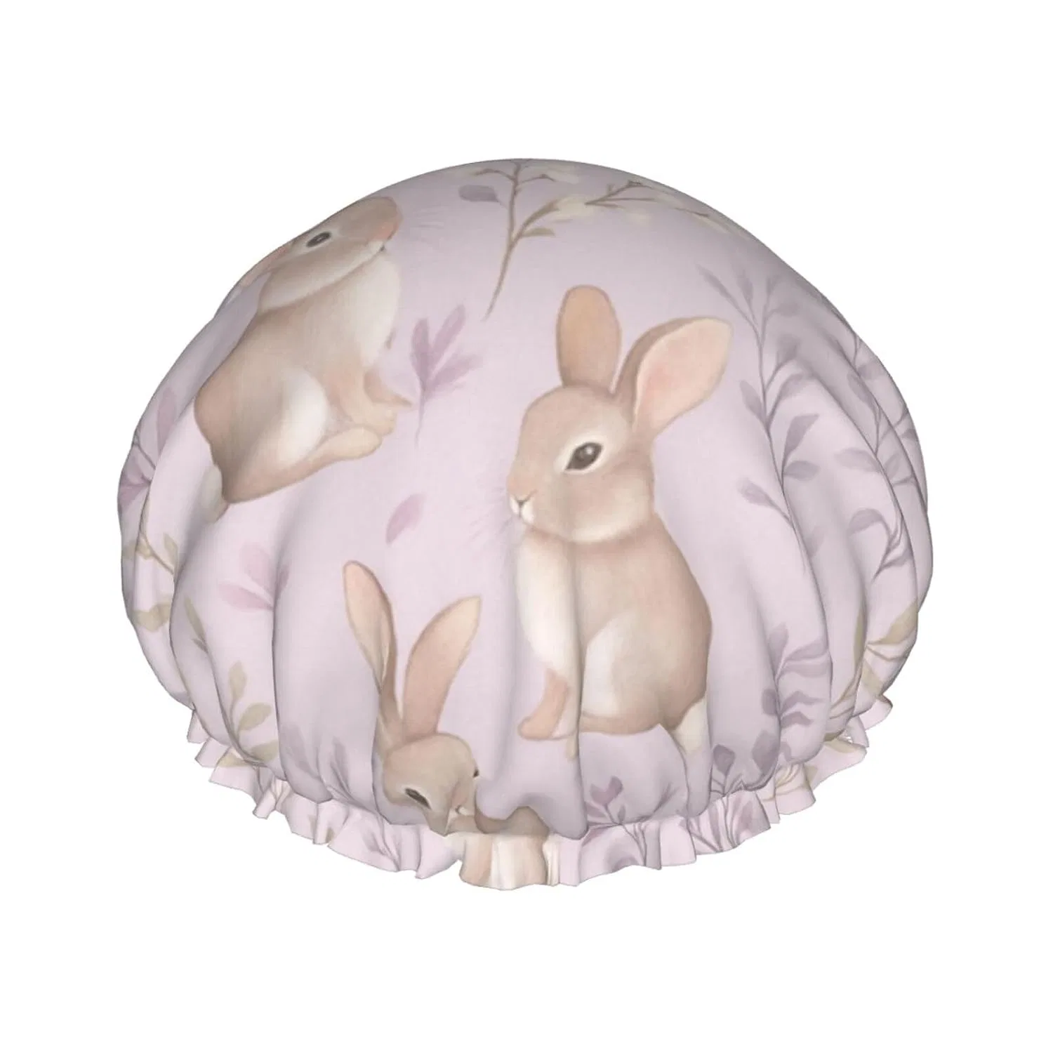 Шапочка для душа Double Layer Waterproof Reusable Bonnet, HLBSDM, 1 шт, Cute Bunny And Flowers