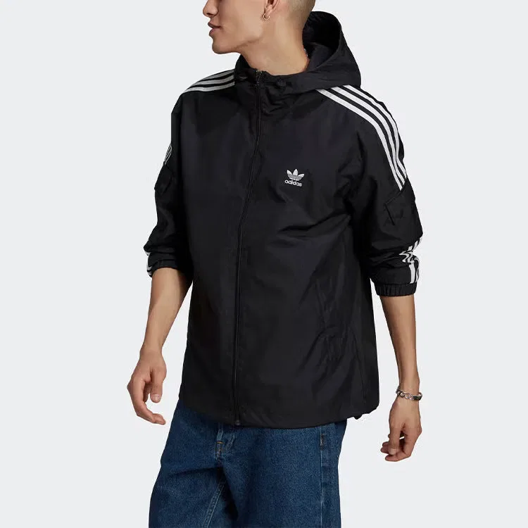Худи с капюшоном на молнии Originals 3-stripes Adidas, черный — фото 4
