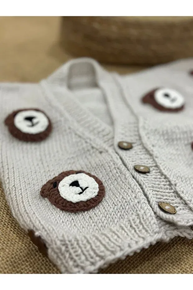 Детский кардиган для девочек с длинным рукавом Handmade, Beige — фото 2