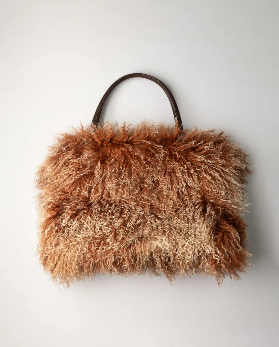 

Большая сумка многопозиционного использования из тибетского овечьего меха De la Roca, коричневый