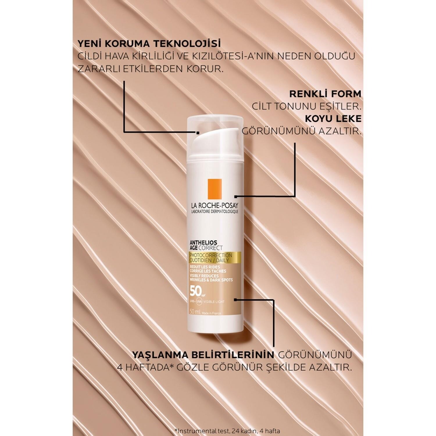 

La Roche-Posay Anthelios Age Correct Daily Cc Оттеночный крем SPF 50+ 50 мл Оттеночный солнцезащитный крем против морщин LA ROCHE POSAY