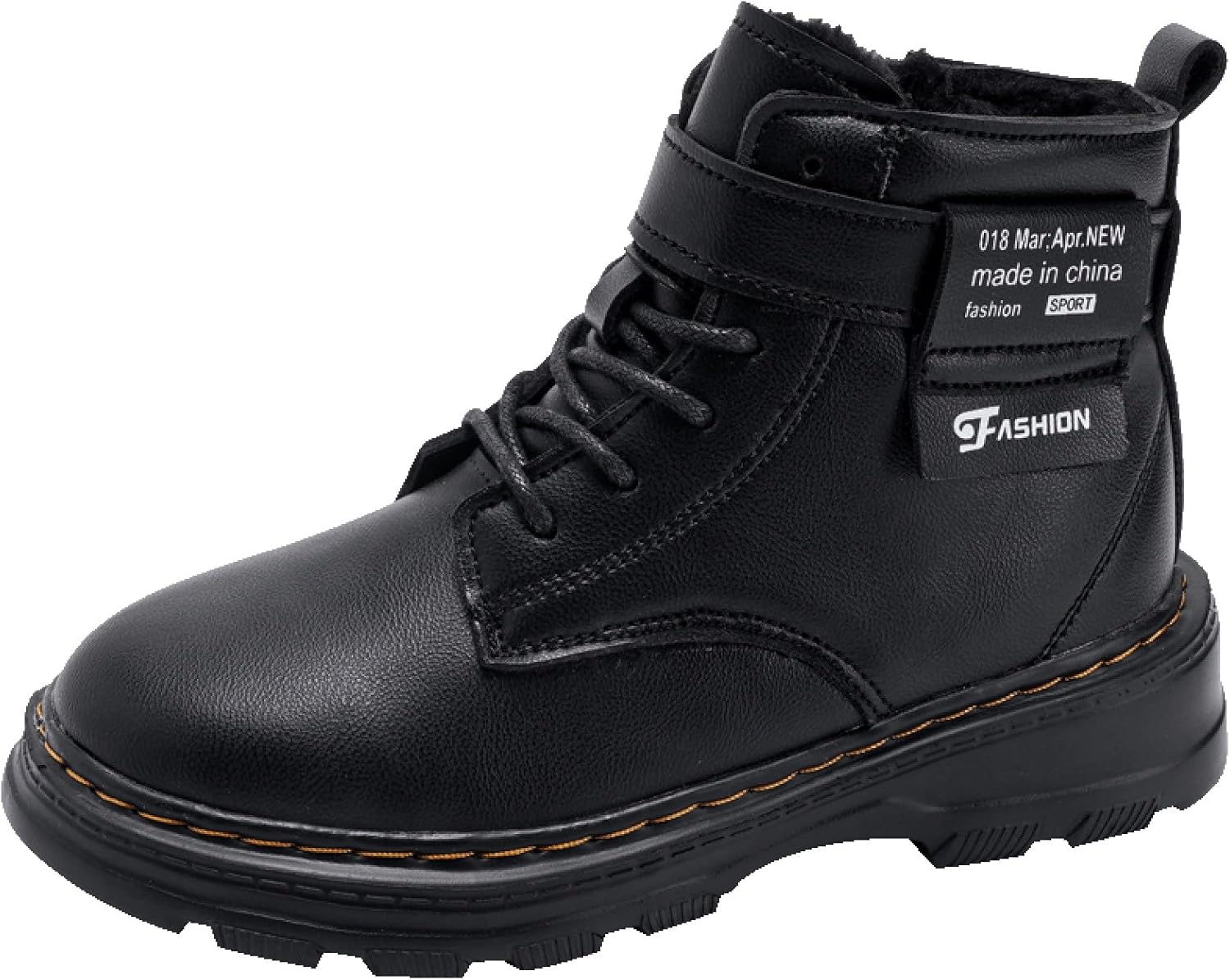 

Детские зимние ботинки IWIHMIV для мальчиков, кожаные походные и рабочие ботиночки для девочек, противоскользящие кожаные уличные туфли, Black