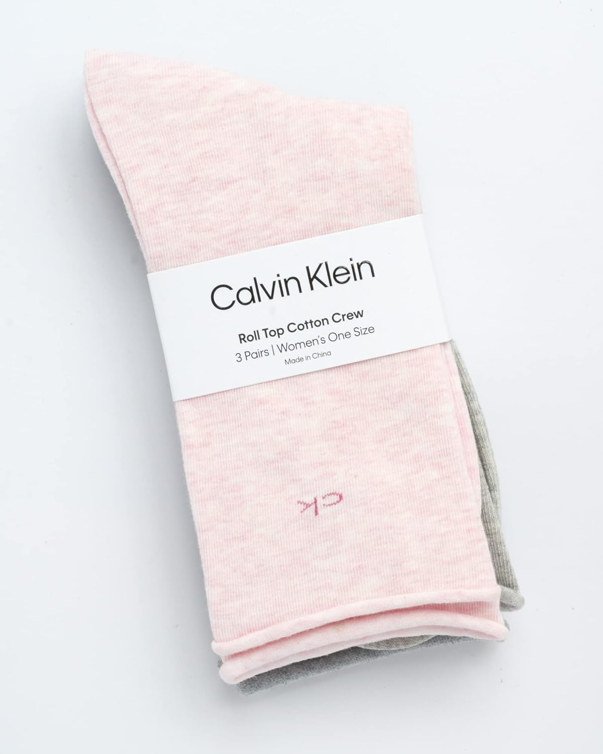 Женские носки Calvin Klein Crew Socks - 3 пары мягких хлопковых носков с отворотами на манжетах, мини/средней длины, для женщин (размер обуви: 4-10), Pink/Grey — фото 2
