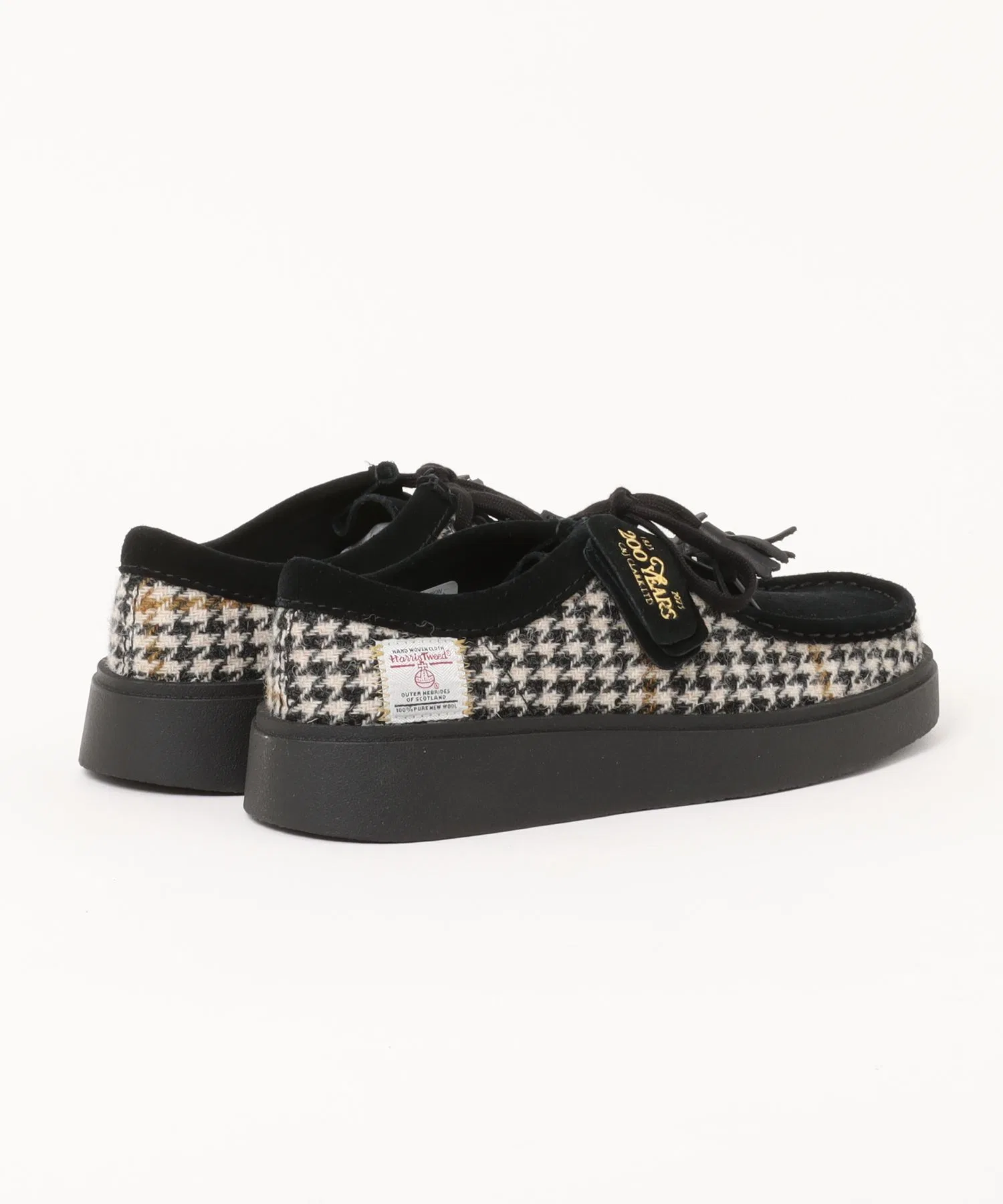 Мужские мокасины из натуральной кожи Clarks TORVIEW с клетчатым узором чёрные — фото 2