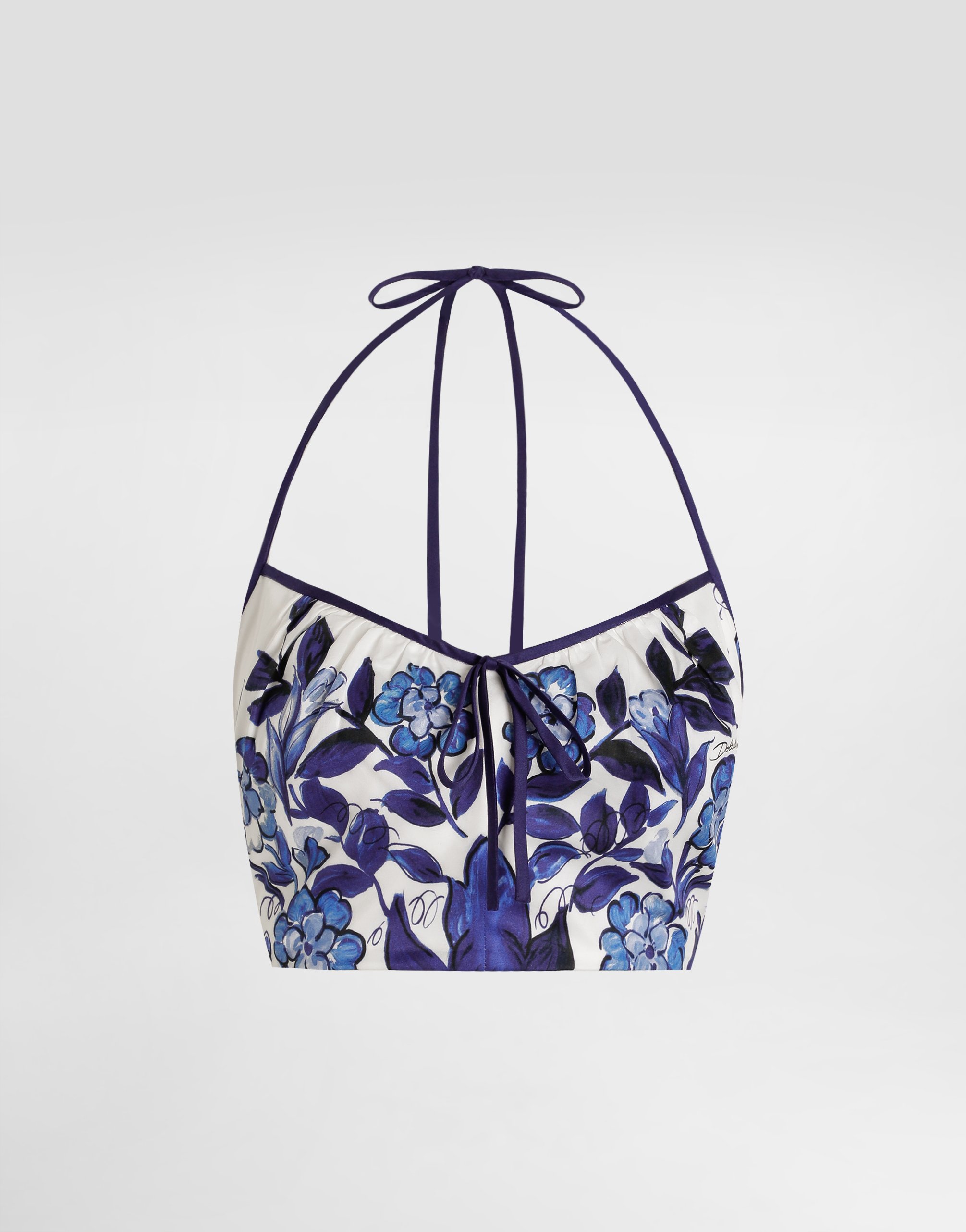 

Топ из хлопкового сатина с принтом майолика Dolce & Gabbana, принт