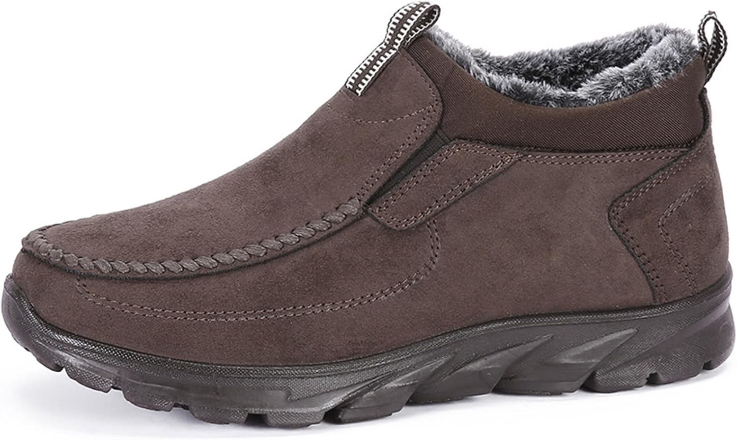 

Мужские зимние ботинки с меховой подкладкой, удобные сапожки без застежек для среднего возраста и пожилых, повседневная обувь Generic, Coffee