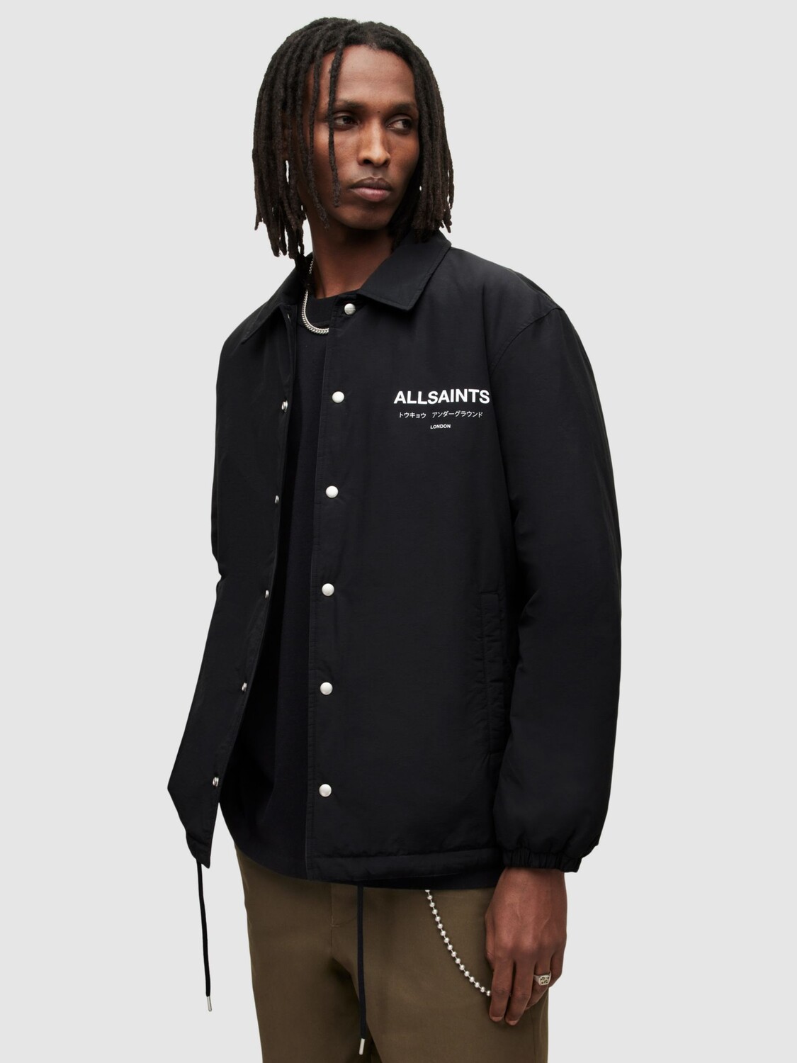 

Куртка AllSaints Underground Coach, черная, Черный, Куртка AllSaints Underground Coach, черная