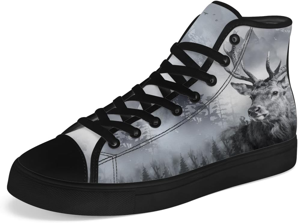 

Мужские и женские высокие кеды из холста с оленями, высокие кроссовки на шнуровке, повседневная обувь Chebing, серый