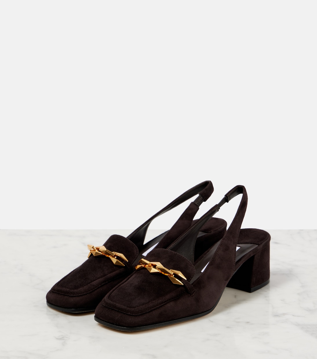 Замшевые туфли Diamond Tilda 45 с открытой пяткой Jimmy Choo, кофе — фото 4