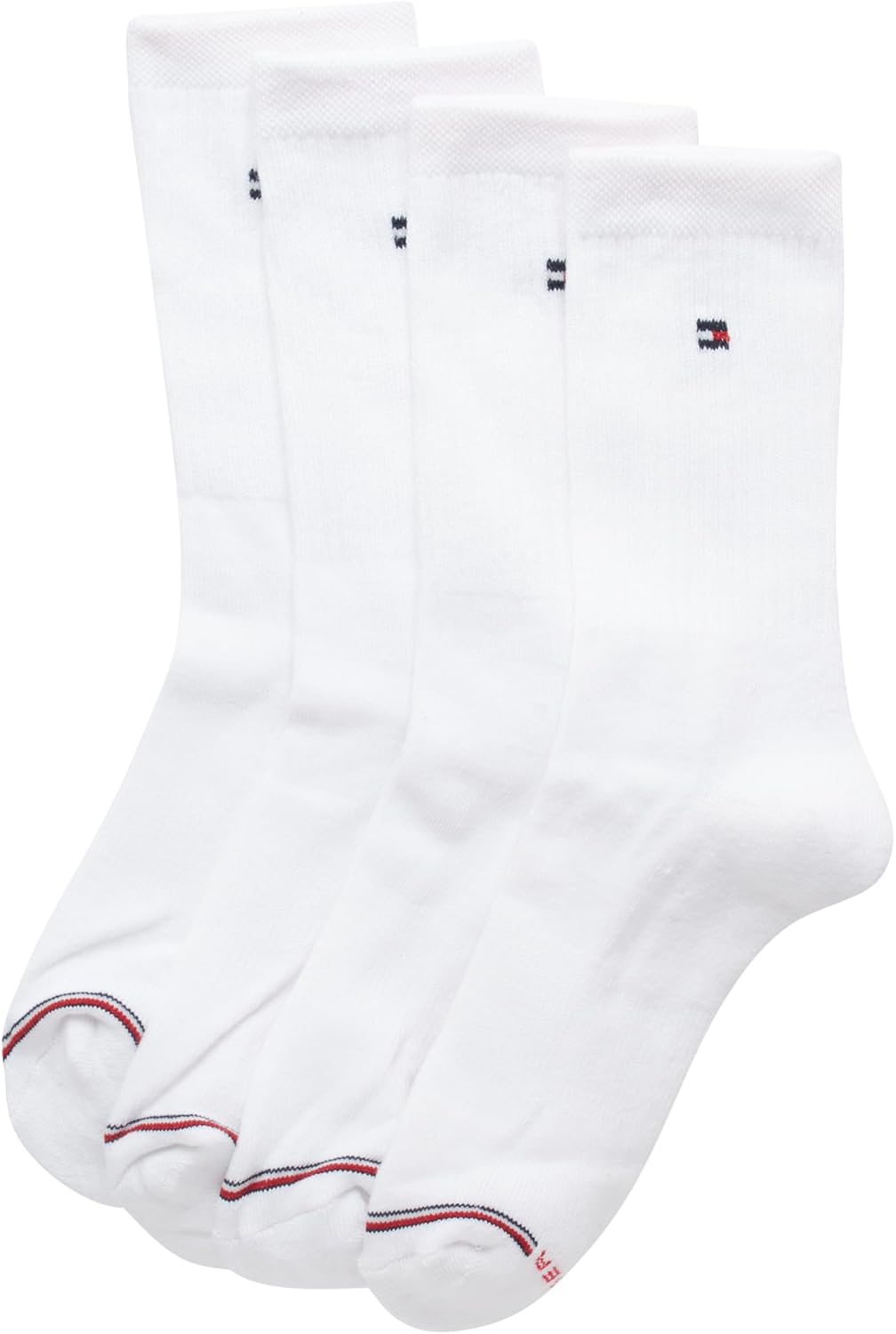 Женские носки Tommy Hilfiger Crew Socks - 4 пары влагоотводящих дышащих спортивных повседневных носков для женщин (размеры 4-10), White Logo — фото 4
