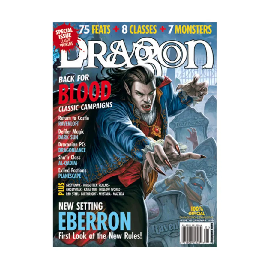 

Журнал #315 "Return to Ravenloft Castle, Exiled Factions in Planescape", Dragon Magazine #301 - #359