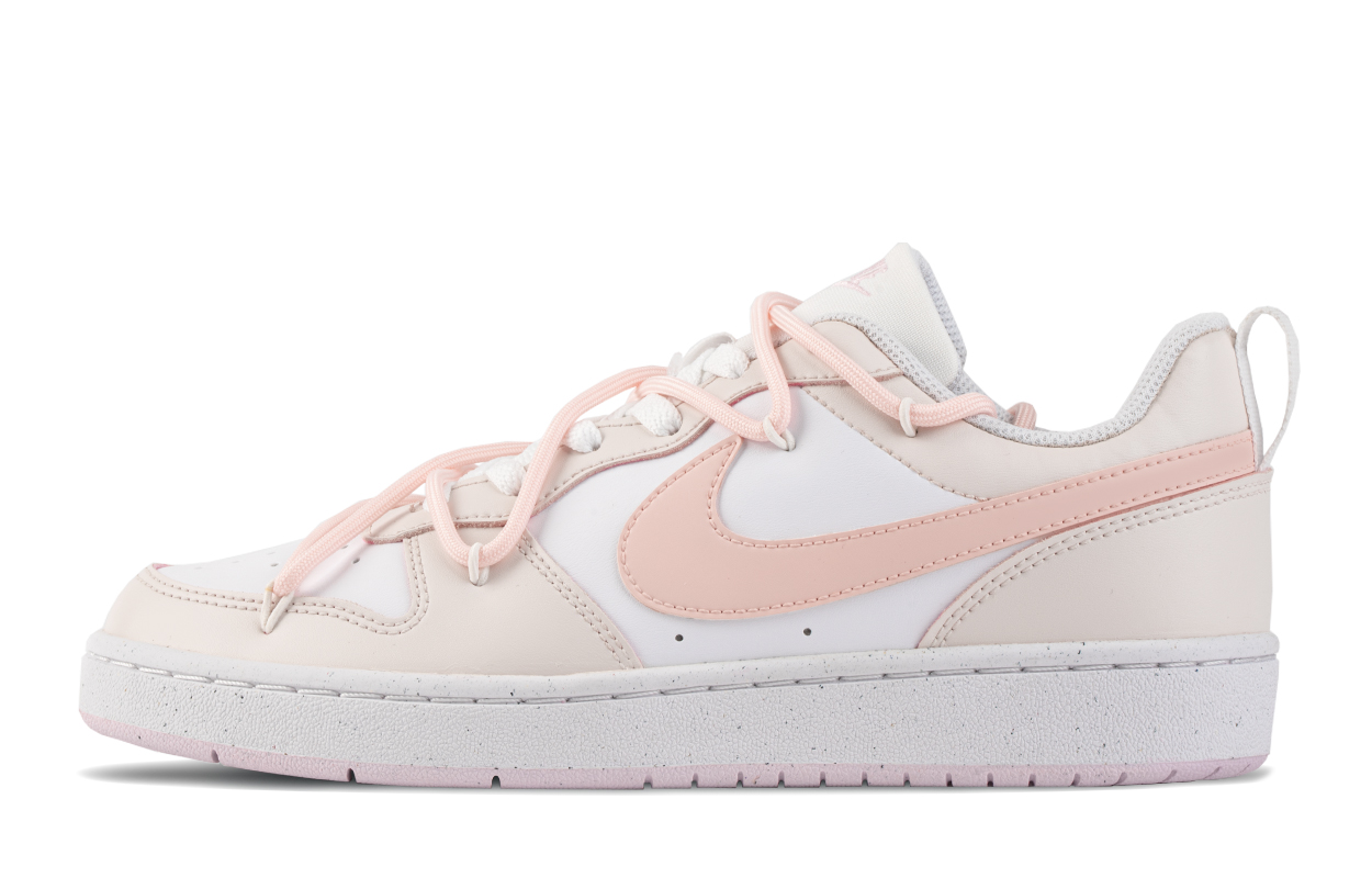 

Nike Court Borough Low противоскользящие износостойкие низкие детские скейтбординг кроссовки pink beige для подростков