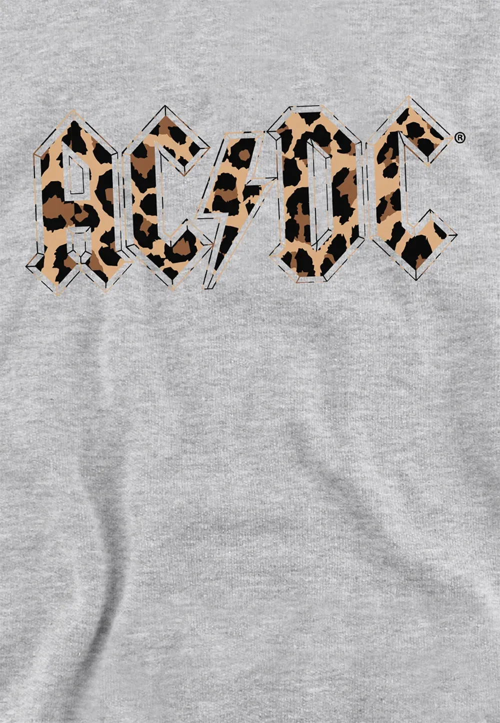 Детский худи с принтом ACDC Leopard Print Ac/Dc, серый — фото 2