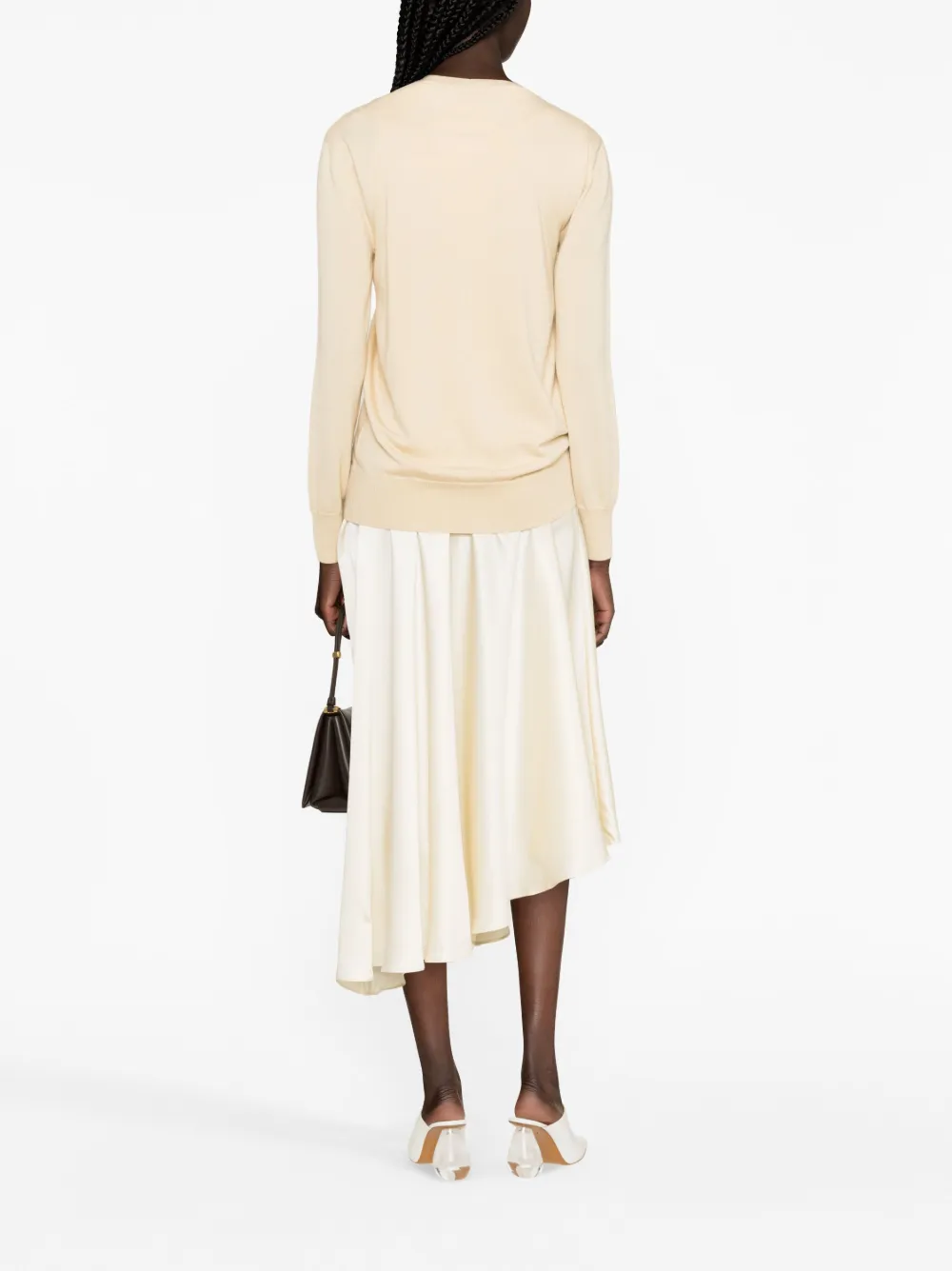 Шерстяной джемпер с круглым вырезом JIL SANDER, нейтральный — фото 4