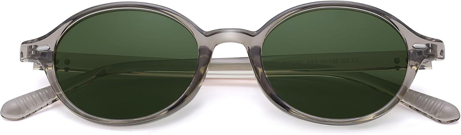 

Ретро-очки овальной формы для женщин и мужчин, модные поляризованные солнцезащитные очки в стиле 90-х, легкие, с узкой оправой и защитой от УФ-излучения Pro Acme, A5 Crystal Light Brown 丨 Green