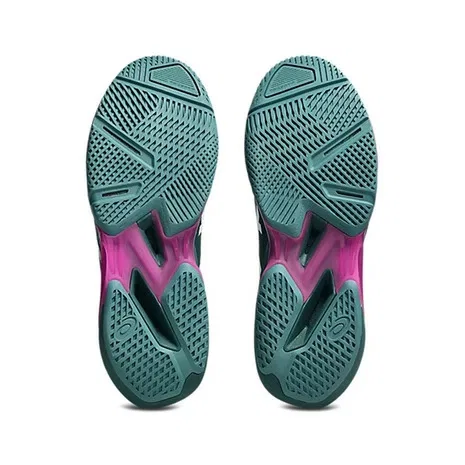 Мужские теннисные кроссовки для всех типов покрытий «Solution Speed FF 4» от ASICS, Green X Purple — фото 3