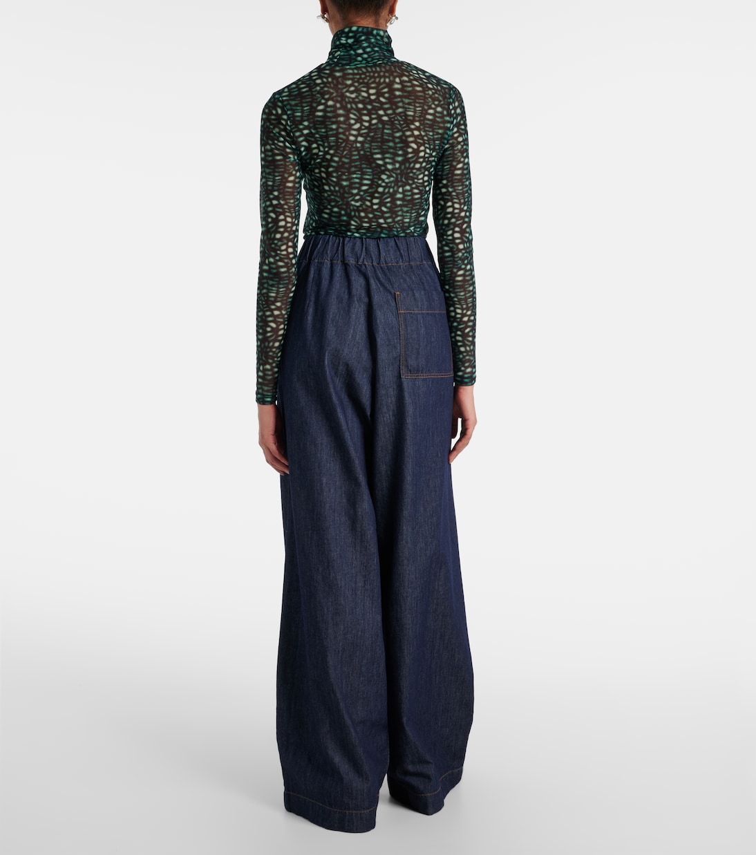 Джинсы с высокой посадкой и широкими штанинами Dries Van Noten, Indigo — фото 3