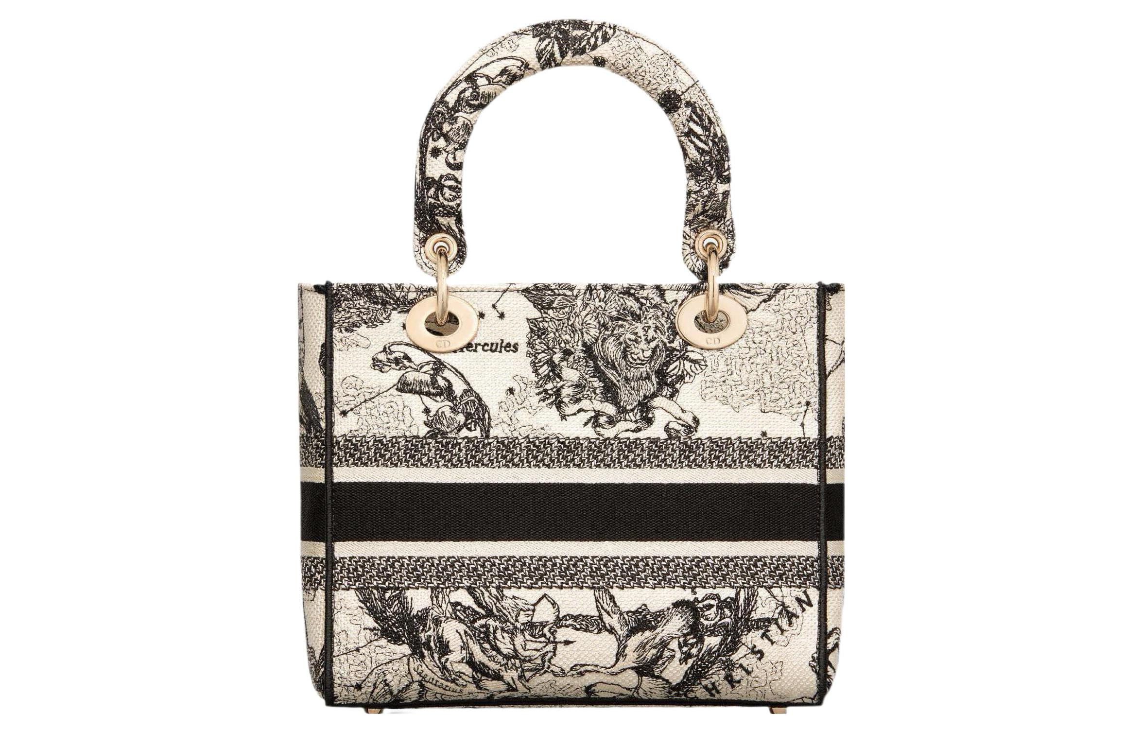 Сумка Lady D Lite с вышивкой, сумка Lady Dior, через плечо, кроссбоди, среднего размера, женская, молочно-белая — фото 4