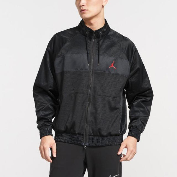 Куртка Air Jordan Stand Collar Logo Casual Woven Sports Jacket Black, черный — фото 3