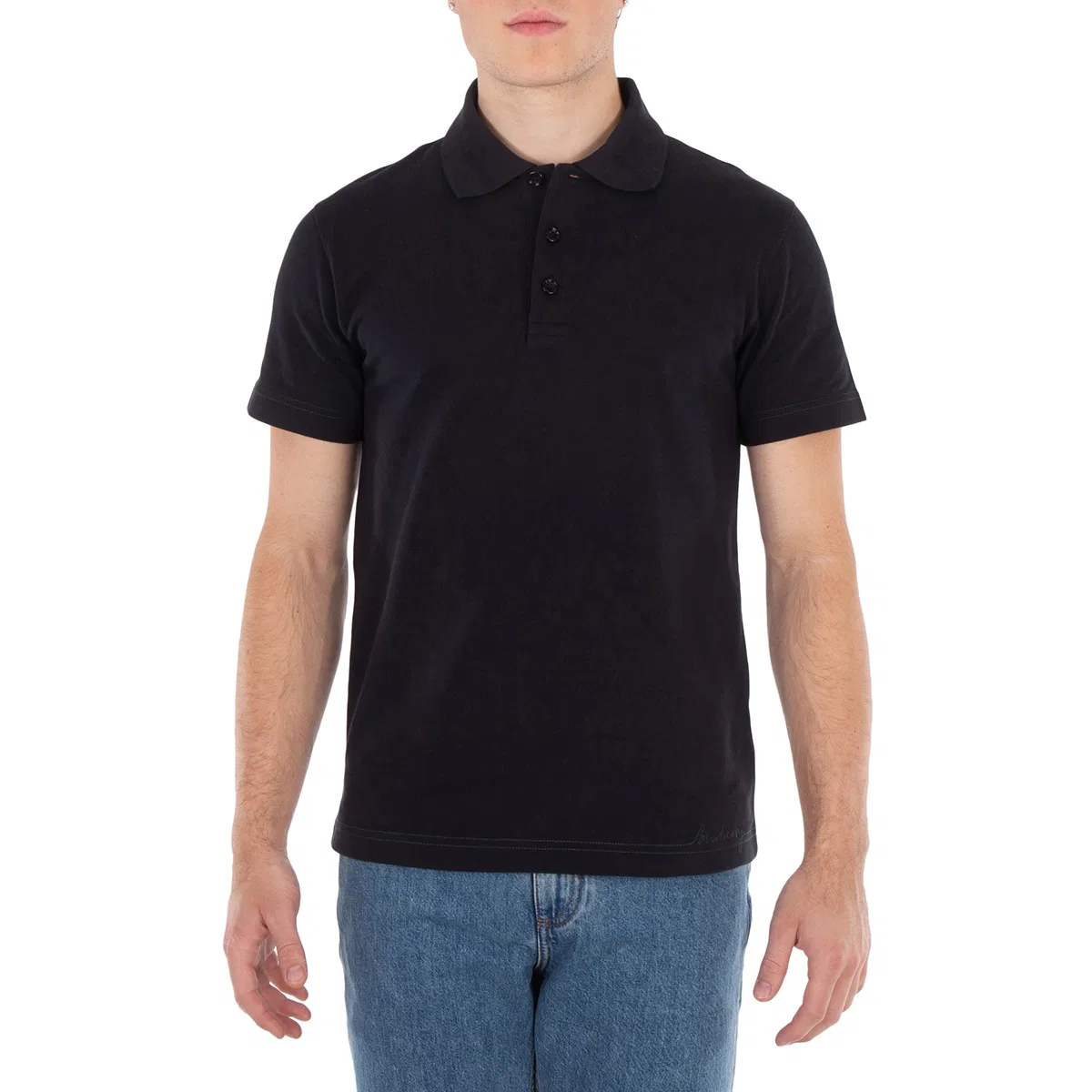 Поло из хлопка с вышитым логотипом Logo Embroidered Straight Hem Cotton Polo Shirt Burberry, Black