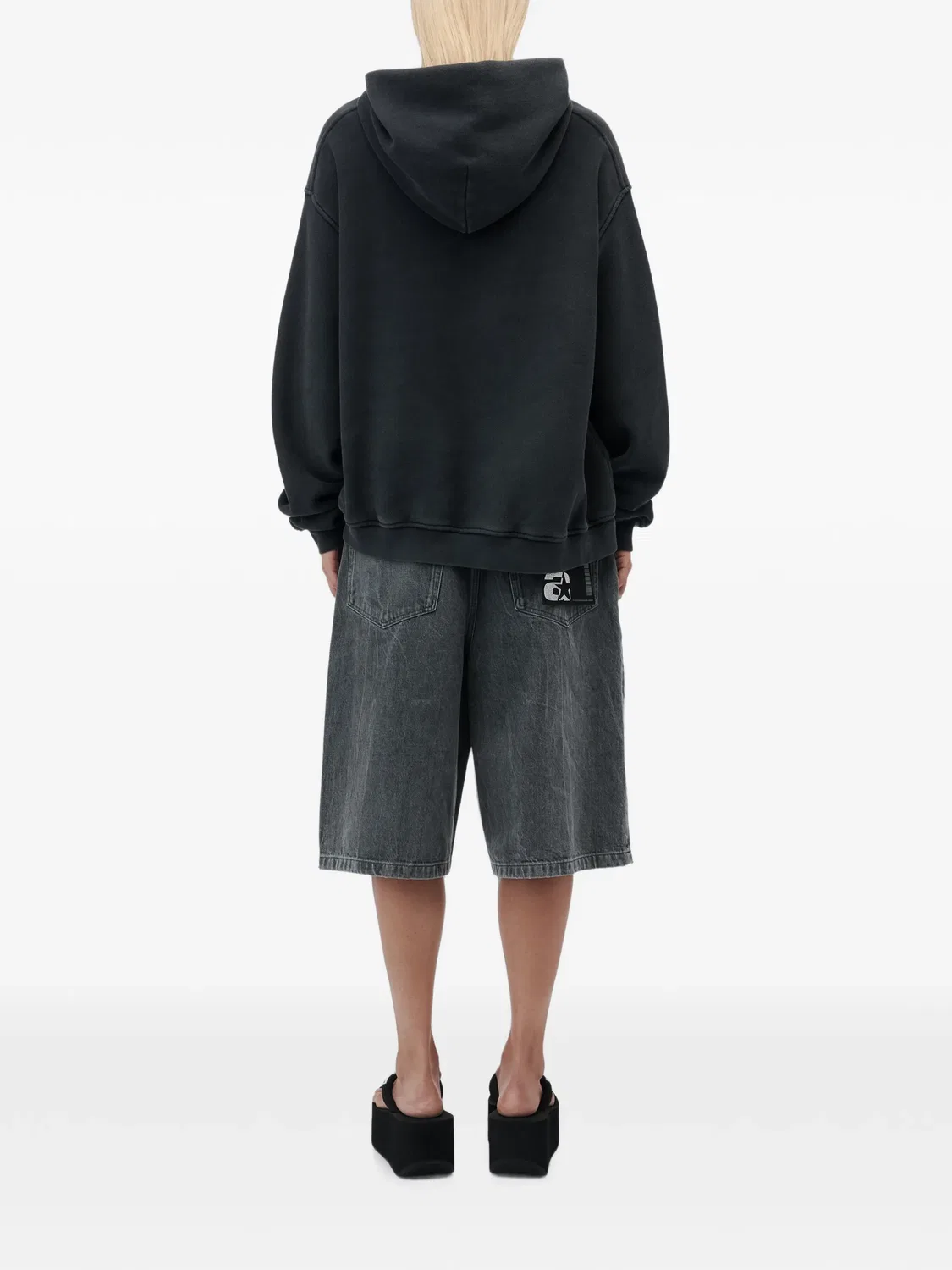 Худи с графическим принтом и карманом-кенгуру Alexander Wang, черный — фото 3