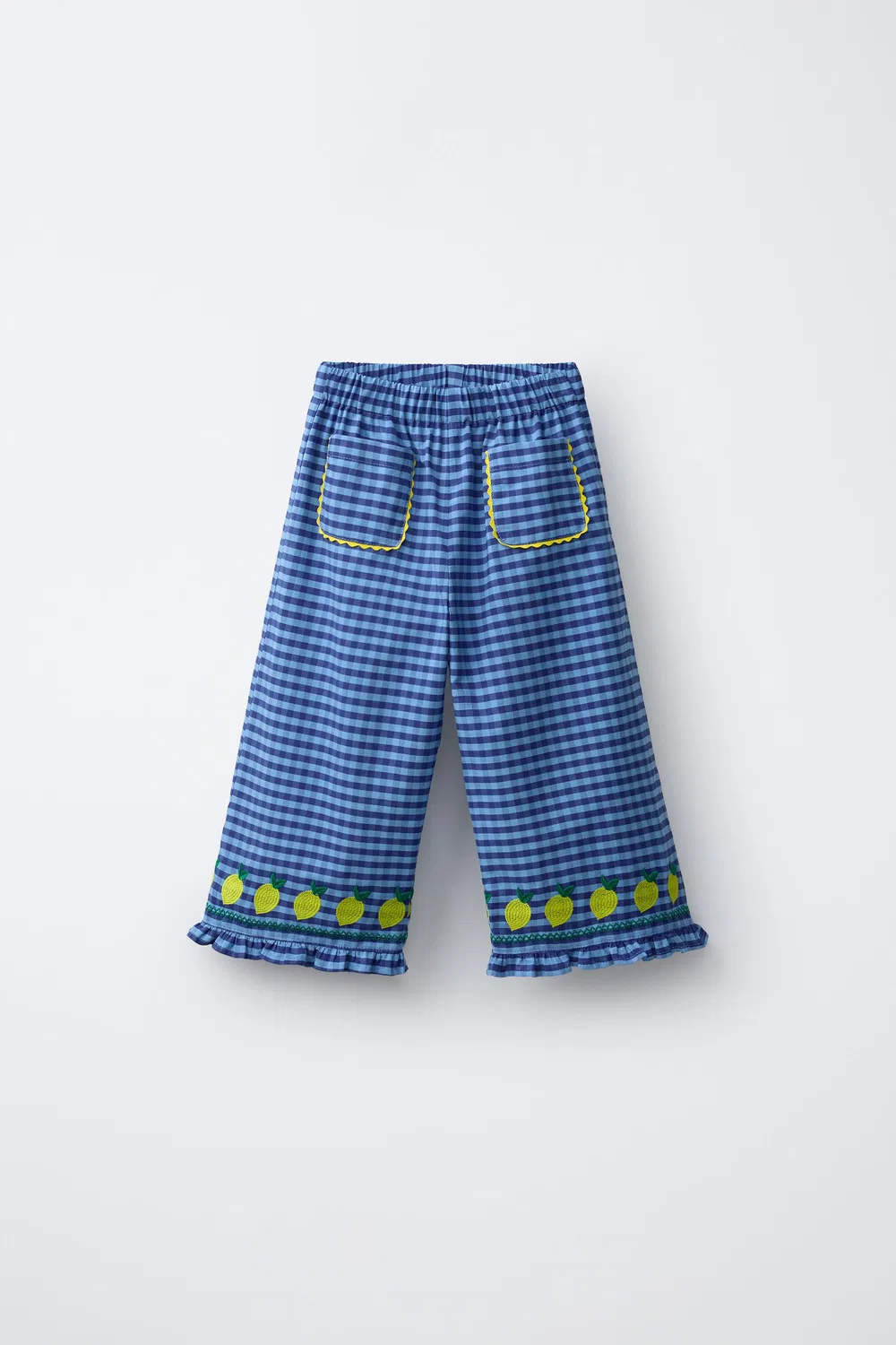 Детские кюлоты в клетку CASA LAWA X ZARA с вышитыми лимонами, Bluish
