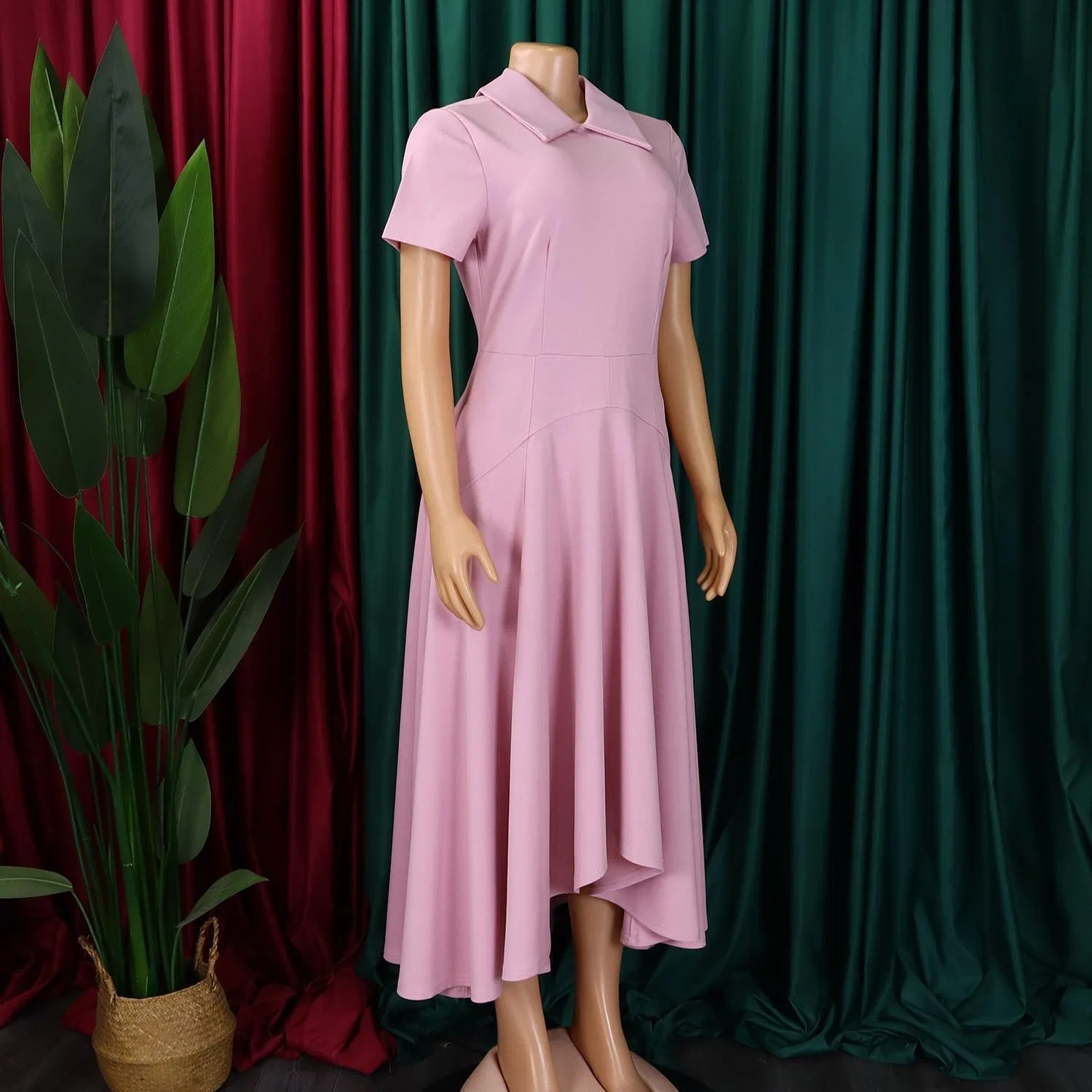Женское коктейльное платье с высокой талией, A-силуэт, Pink — фото 4