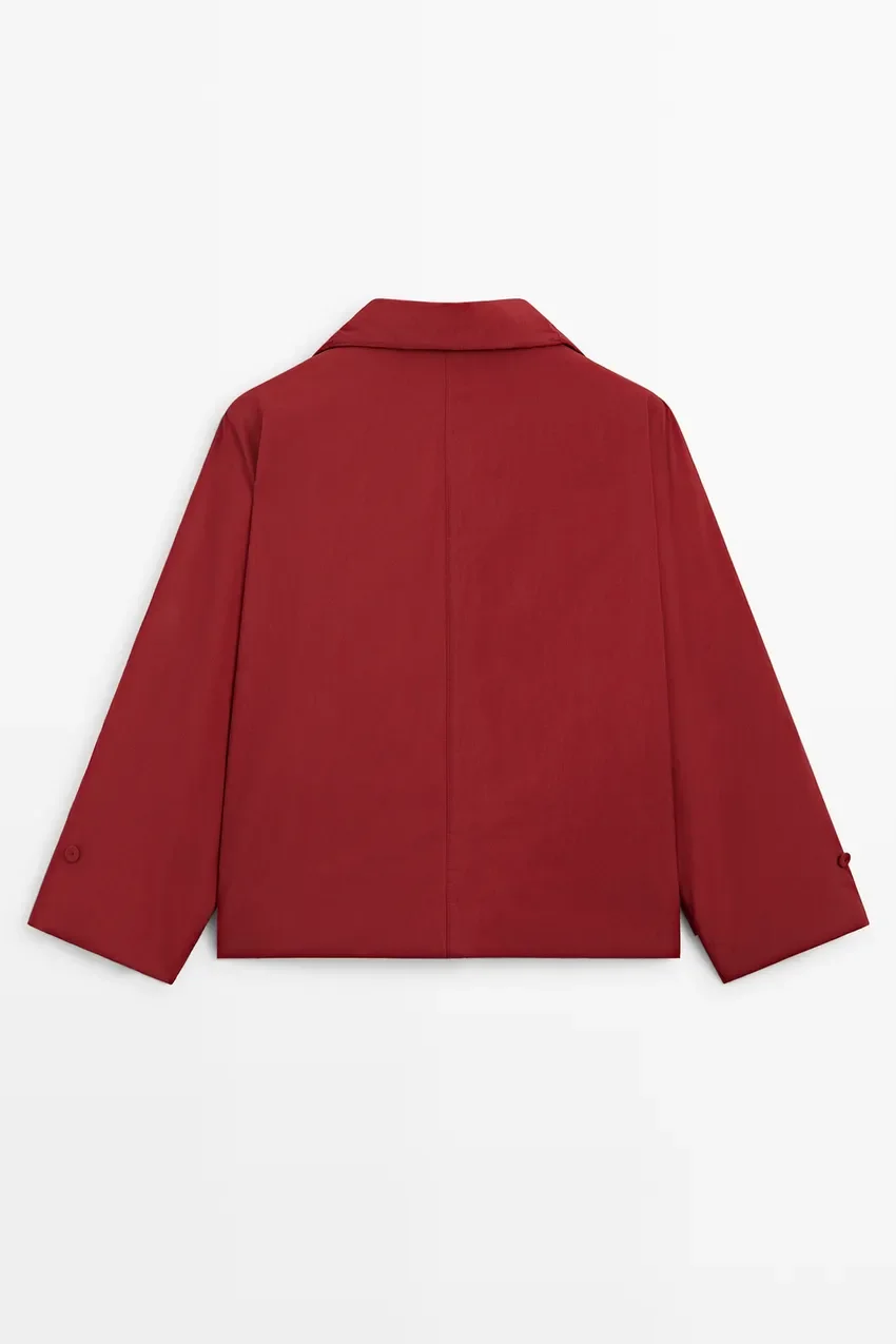 Пальто Massimo Dutti Lightweight Quilted Short, красный — фото 3