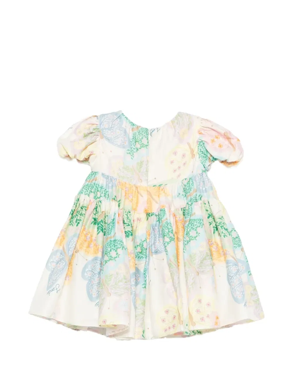 Платье многоярусное с цветочным принтом Fendi Kids, бежевый — фото 2