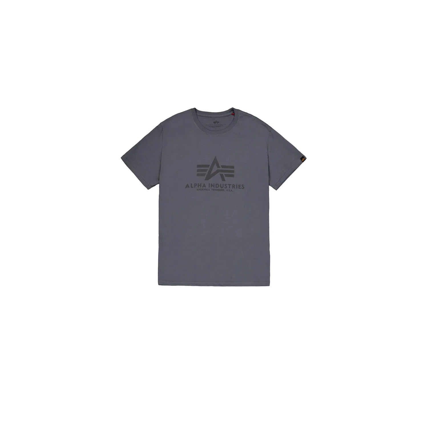 Детская хлопковая футболка с принтом Alpha Industries, Grey Black/Black — фото 4