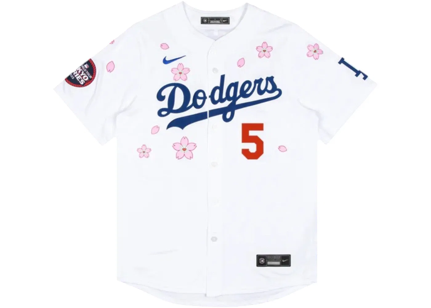 Мужская джерси с принтом Nike x Takashi Murakami x MLB World Tour Tokyo Series 2025 Dodgers Freeman Jersey, White — фото 2