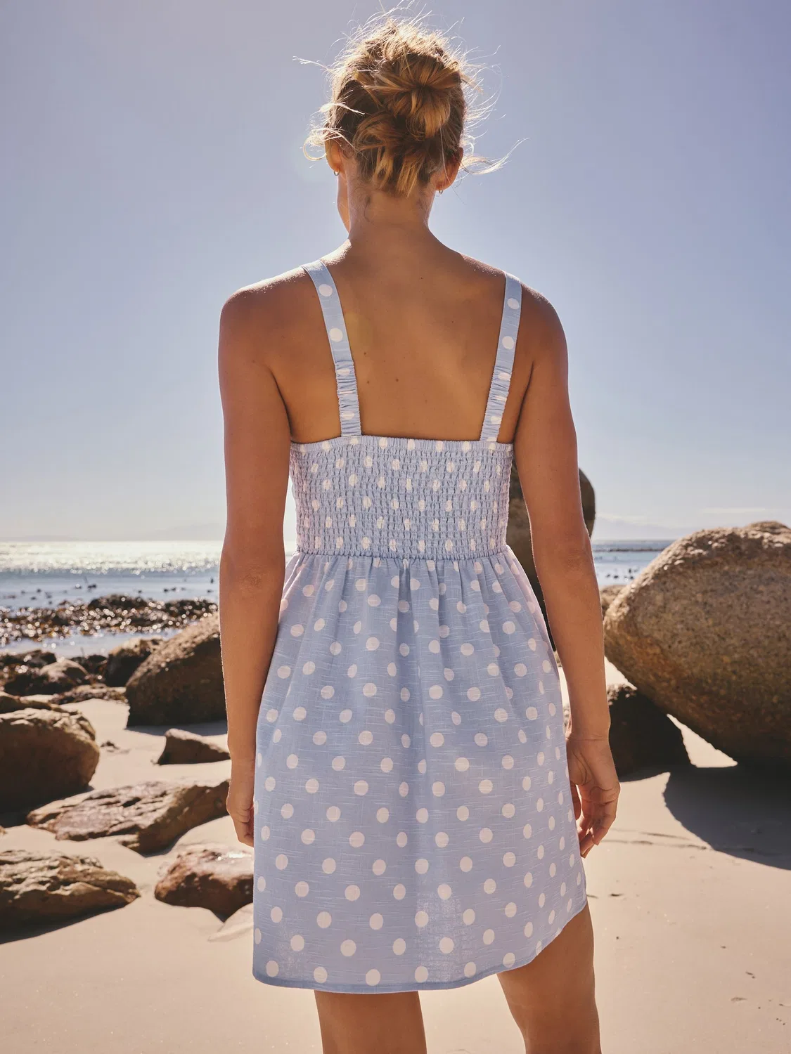 Платье мини с горошком, Blue/Ecru Polka Dot Next — фото 4
