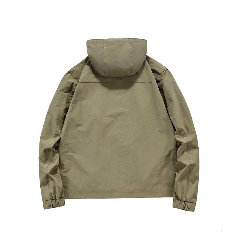 Детская куртка с капюшоном American Retro Simple Long-Sleeved Three-Dimensional Cut Hooded Jacket Red bean, Khaki — фото 4