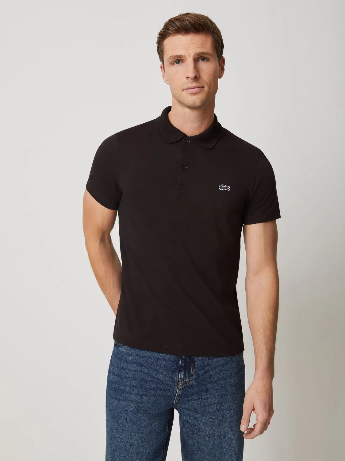 Lacoste Шоколадно-коричневая рубашка-поло обычного кроя с короткими рукавами