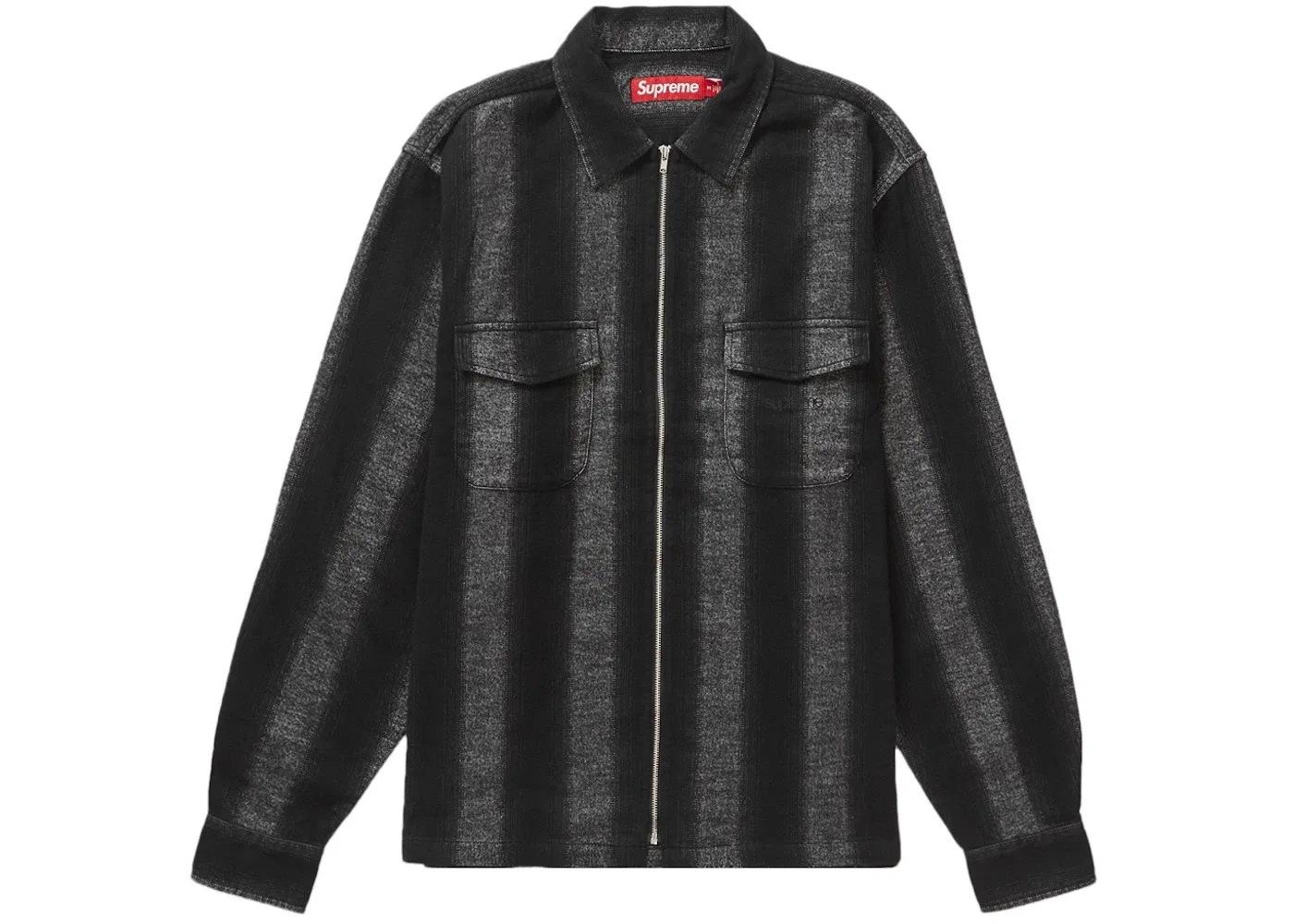 Мужская фланелевая рубашка на молнии с полосками Supreme, Black