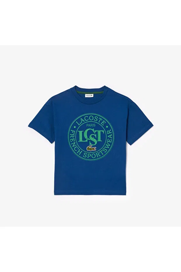 Детская футболка для девочек хлопковая Lacoste, Hbm-Blue — фото 4