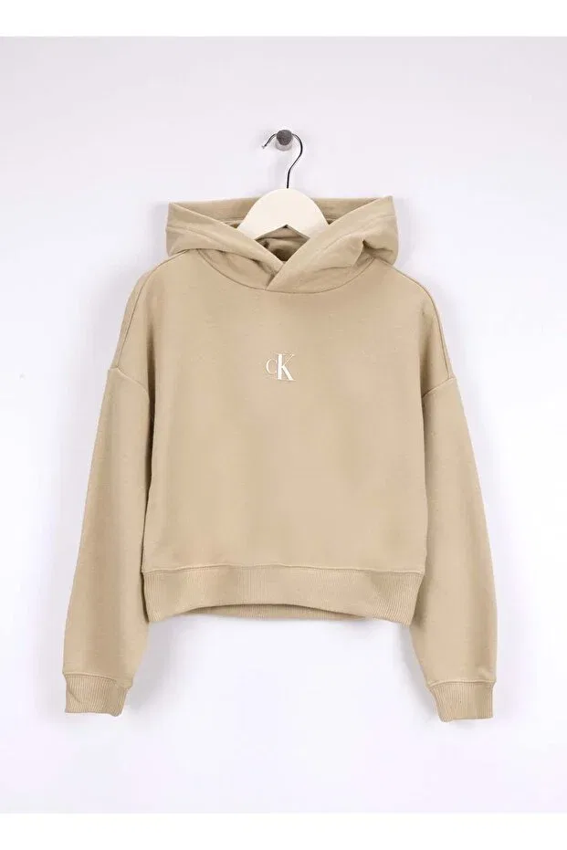 Детские свитшот для девочек с вышивкой Calvin Klein, Beige